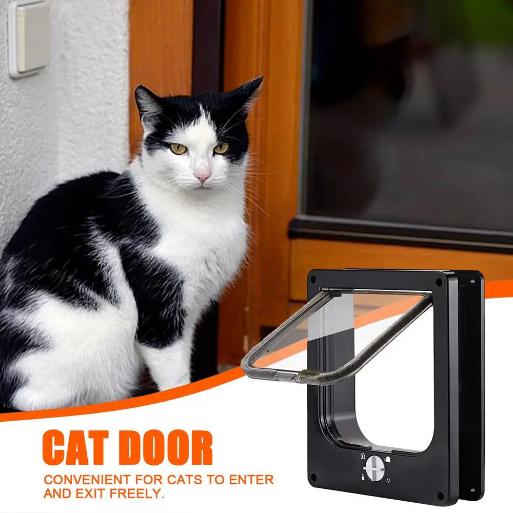 Cat Door with Flap Pet Door, Easy Set-Up, 4 Ways Locking, Weatherproof Safe Cat Doors, Pet Supplies, Window Cabinets