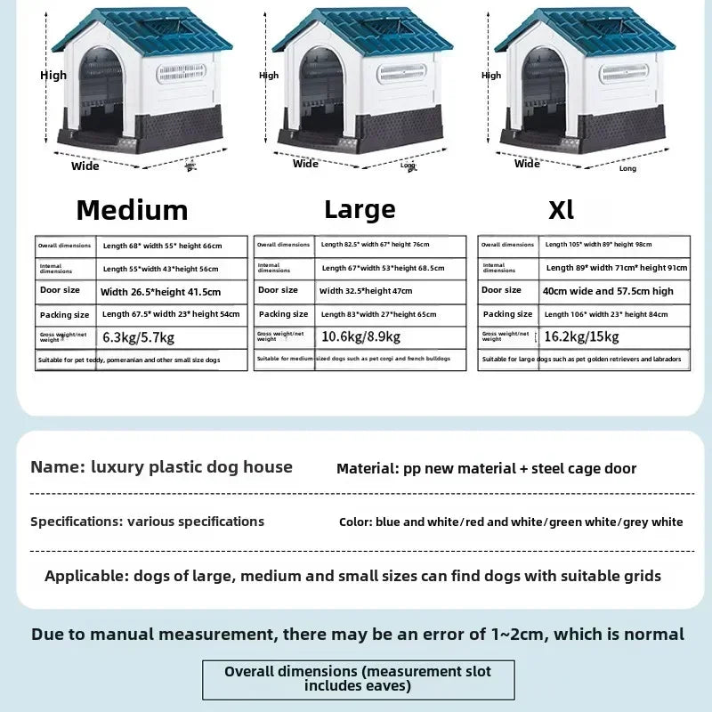 Outdoor Rainproof Pet Nest Four-season Universal with Toilet Plastic Kennel Sunscreen Dog Shed with Toilet with Toile
