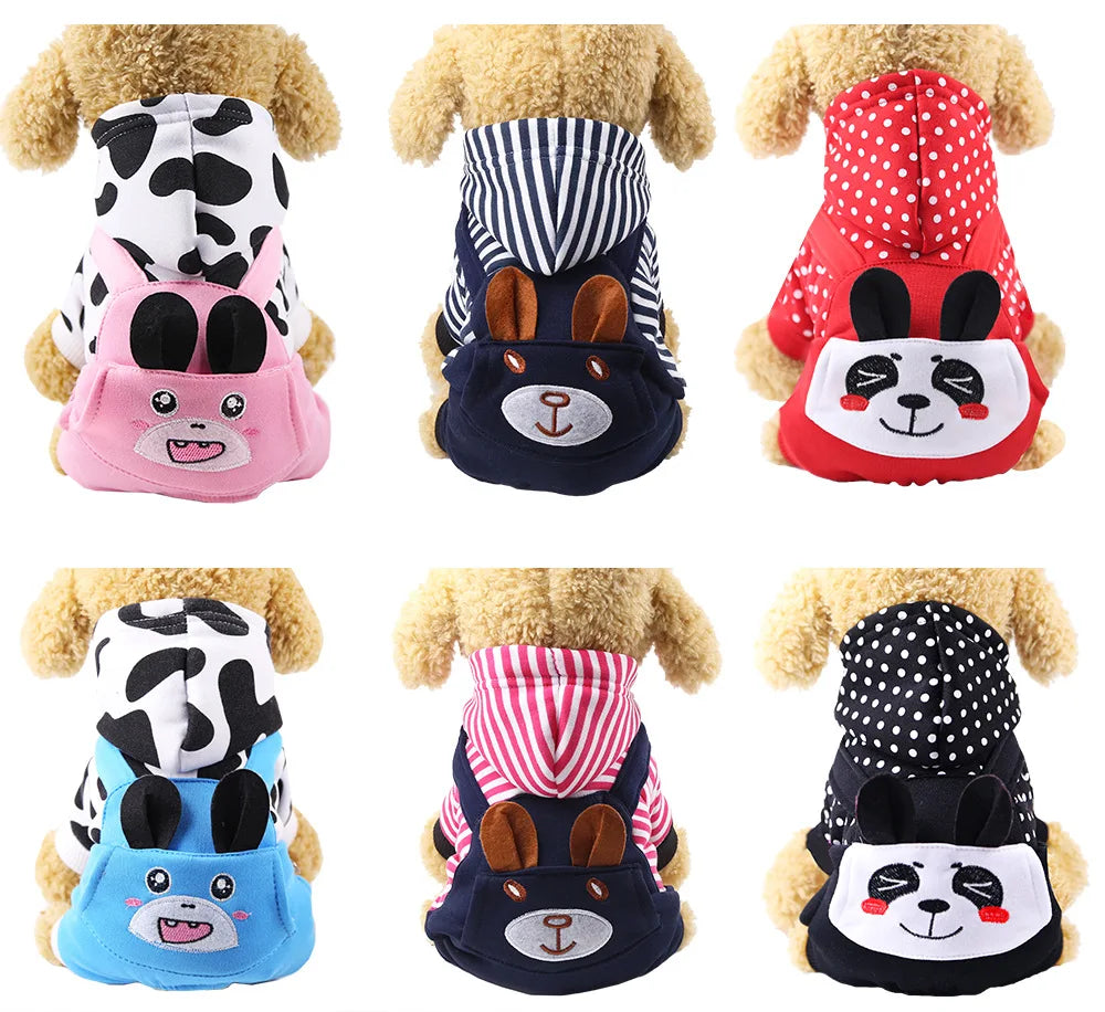 pawstrip Small Dog Clothes Warm Winter Pet Dog Jumpsuit Puppy Fleece Hoodie Chihuahua Small Medium Dog Warm Outfit Kitten Jacket