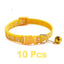 10pcs Yellow With Bell Collars Delicate Safety Casual Nylon Dog Collar Neck Strap Fashion Adjustable Bell Pet Cat Dog Collar