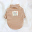 Coffee Strips Pet Dog Clothes for Chihuahua High Collar Autumn Warm Cat Sweatshirt Overalls Soft Velvet Cat Puppy Bottom T Shirt