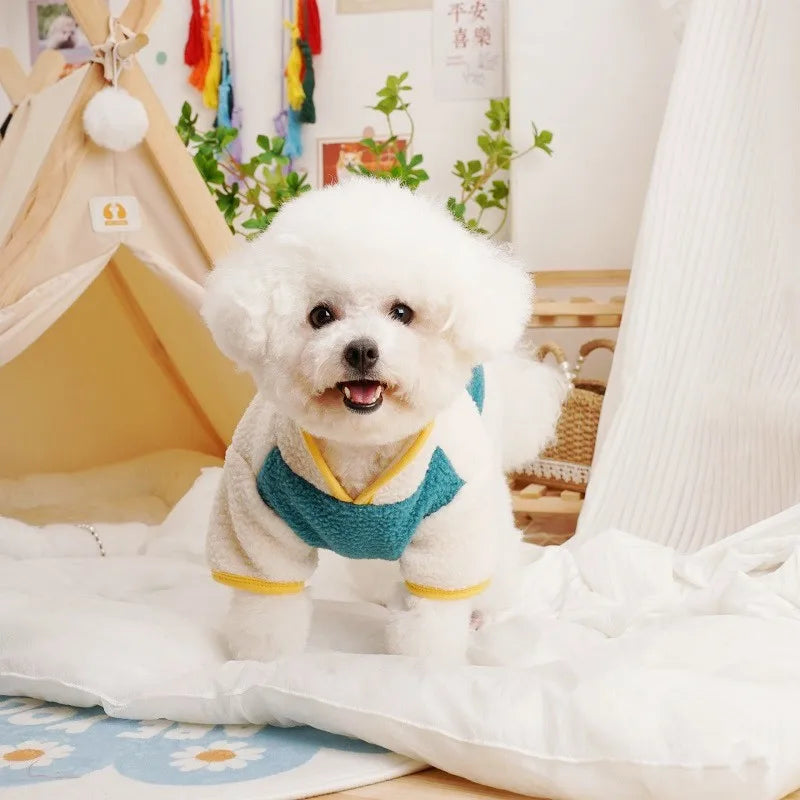 Dog Coat with Harness Winter Dog Clothes Chihuahua French Bulldog Clothing Thin Jacket Fleece Jumpsuit Dog Costumes Puppy Coat