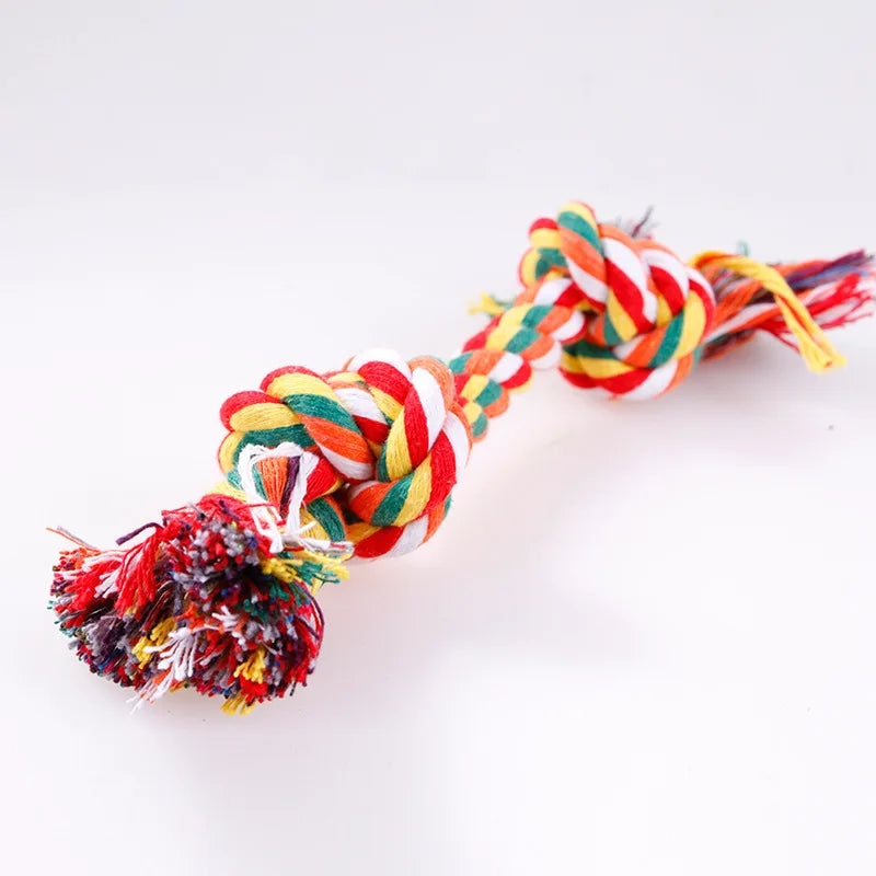 Pet dog cotton rope toys teeth cleaning teeth grinding resistant to bite rope knot toy rope double section cotton rope teething