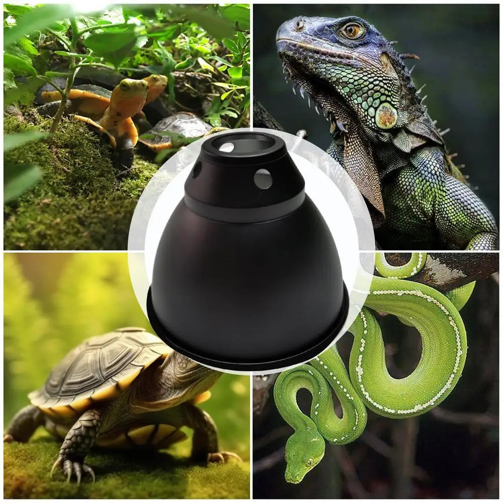 Reptile Heat Lamp Fixture Deep Dome Lampshade Optical Reflection Cover Terrarium Light Fixture for UVB Light Bulb Basking Bulb