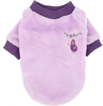 Soft Warm Velvet Dog Hoodies Puppy Winter Coat Strawberry Avocado Dog Clothes for Small Dogs Cold Weather Pullover Pet Apparel