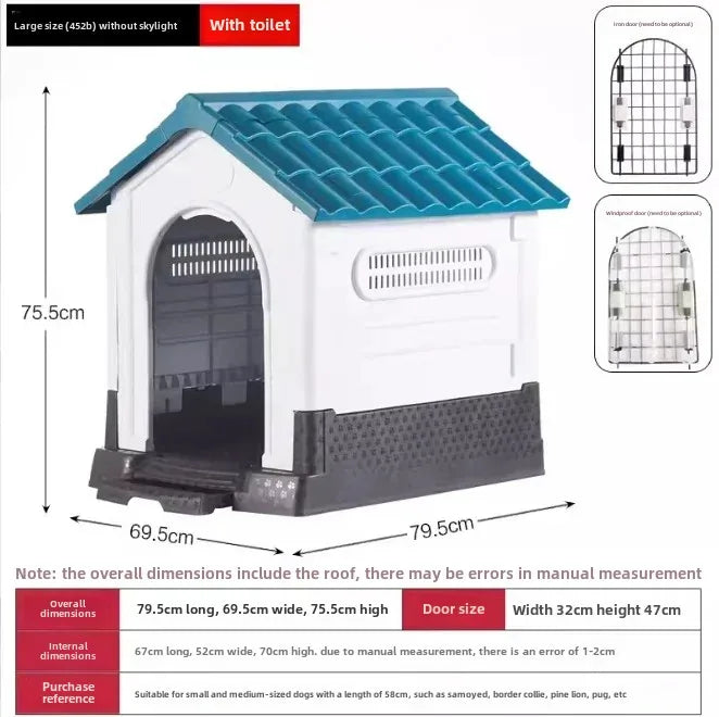 Plastic Kennel Four-season Universal Sunscreen Dog Shed Large, Medium and Small Dogs Outdoor Rainproof Pet Nest with Toilet Dog