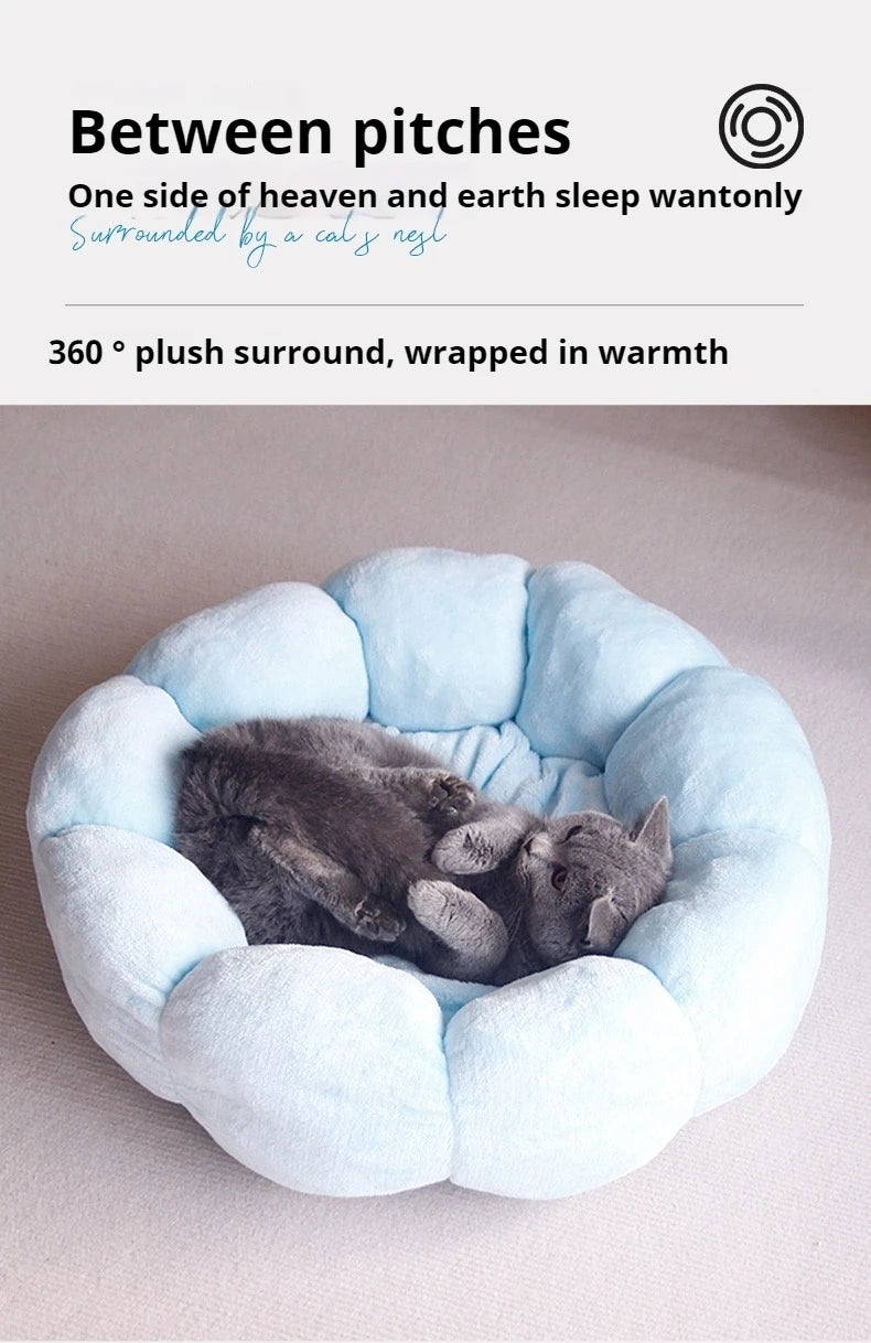 Cat Beds Petal Shaped Winter Warm Sleeping Cat Nest Soft Plush Pet Bed Dog Basket Cushion Cat Bed Cat Cushion Animal Sleeping