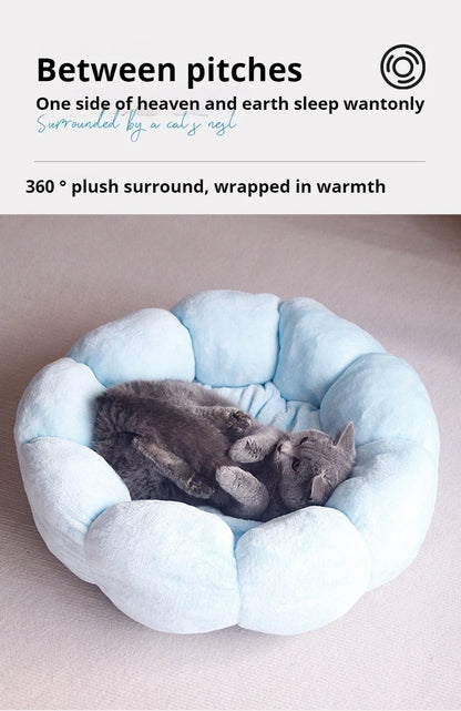 Cat Beds Petal Shaped Winter Warm Sleeping Cat Nest Soft Plush Pet Bed Dog Basket Cushion Cat Bed Cat Cushion Animal Sleeping