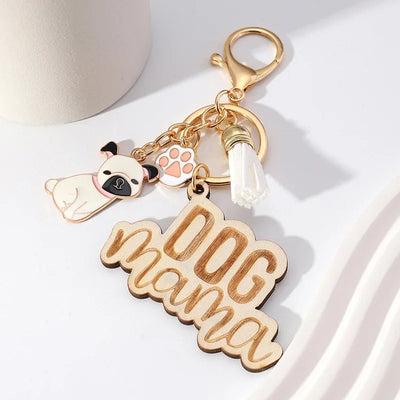 Dog Mama KeyChain Shiba Inu Golden Retriever Husky KeyRing Women Man Accessories Jewelry Bag Pendant Gift