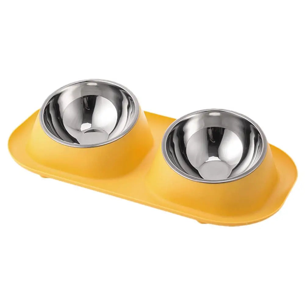 Dog Food Bowl Stainless Steel Double Cat Food Bowl Non Slip Double Cat Food And Water Feeding Bowls For Dogs Cats Puppies And