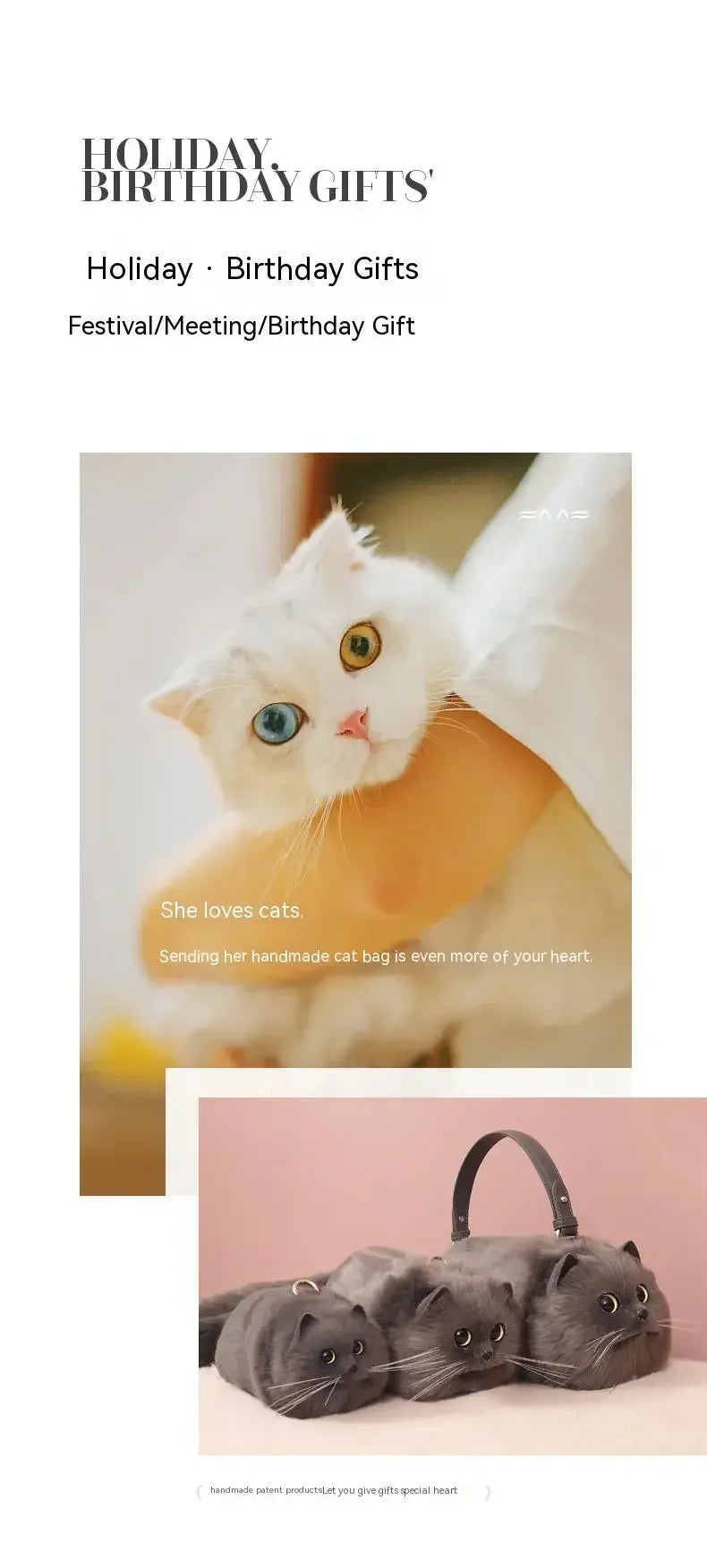 Handmade Cat Doll Bag Girl To Girl Birthday Gift Go Heart Niche Senior Practical, Cat Bag, A Variety of Ways To Use, Cute Cat