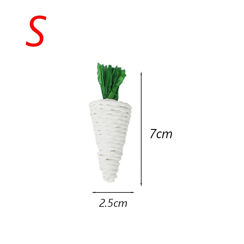 Natural Paper Rope Rabbit Puzzle Toy Grass Weaving Radish Carrot Shape Pet Accessories Guinea Pig Chinchillas Small Animals Toys
