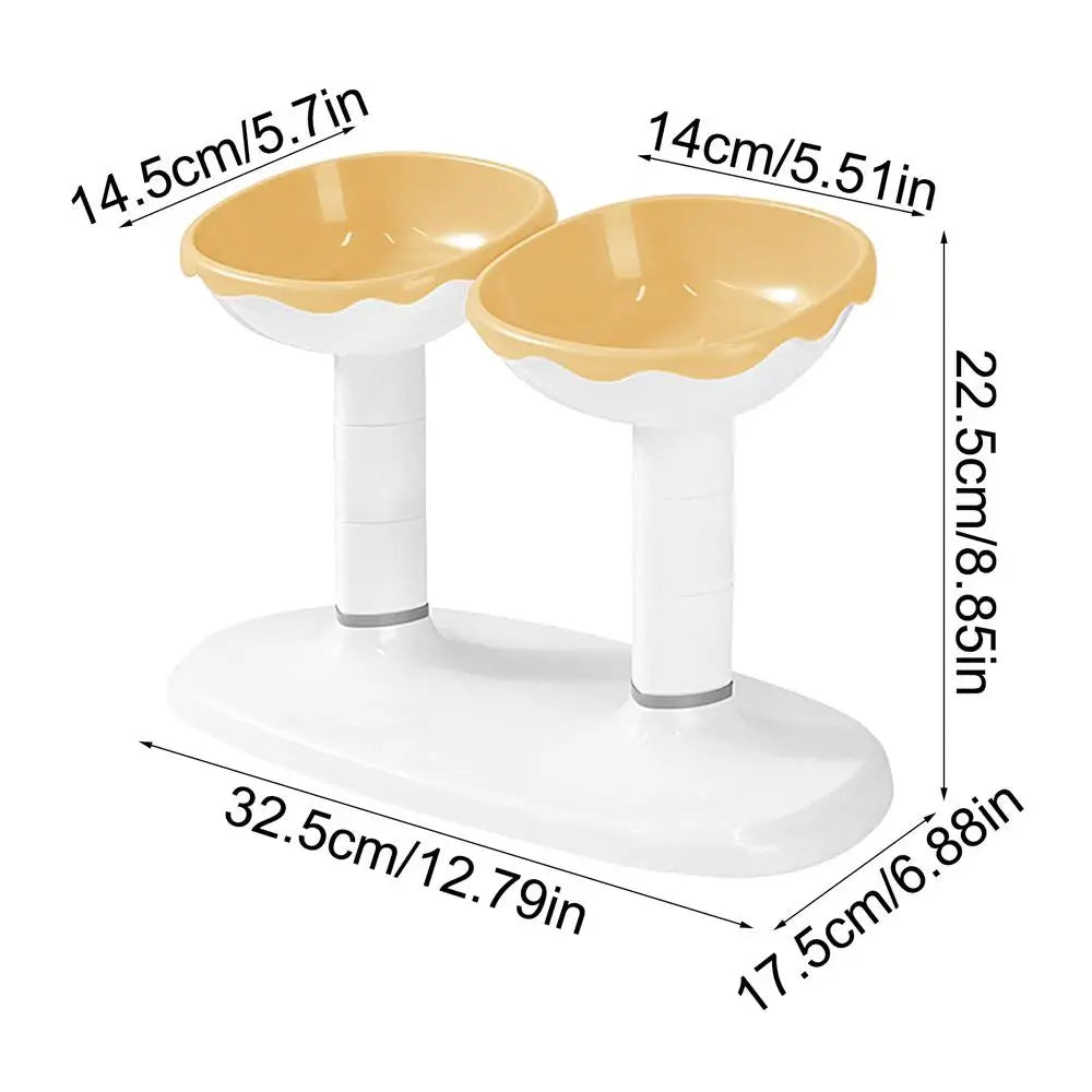 Cat Dishes For Food And Water Height Adjustable Pets Water And Food Bowl Set Large Capacity Cat Food Feeder And Waterer Set For