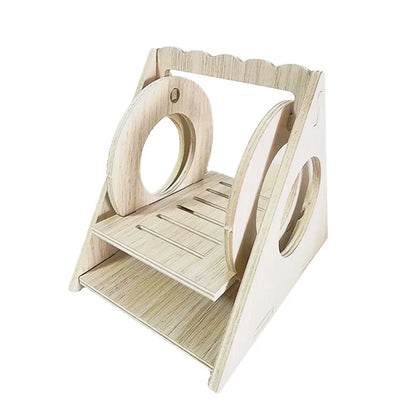 Smooth Hamster Hideaway Wooden Hamster House with Climbing Ladder Small Pet Castle Arch Bridge for Dwarf Mice Gerbils Small Pets