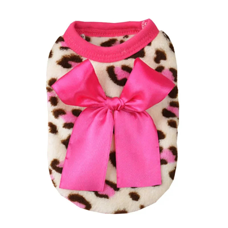 Winter Warm Puppy Pet Dog Cat Coat Fleece Dog Clothes with Bow Tie Jackets Pet Hoodies Chihuahua Pug Bulldog Clothing