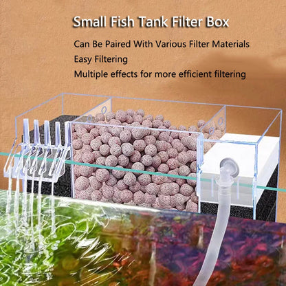4 in 1 Fish Tank External Filter Box Acrylic Filter Dry and Wet Separation Small Silent External Suspend Aquarium Drip Overflow
