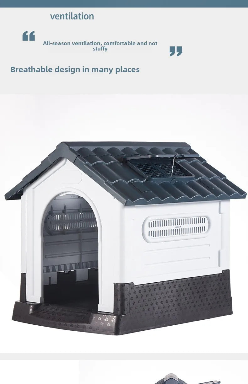 Outdoor Rainproof Pet Nest Four-season Universal with Toilet Plastic Kennel Sunscreen Dog Shed with Toilet with Toile