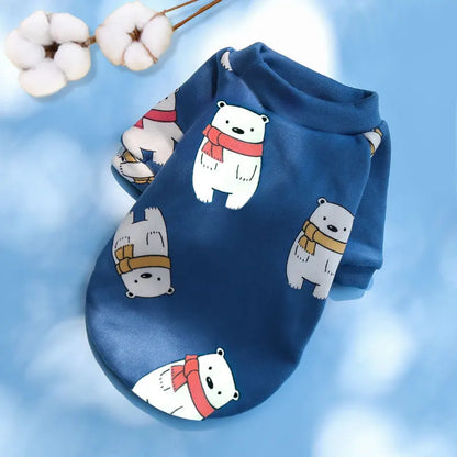 Pet Dog Costume Cute Printed Pet Coat Cotton Soft Pullover Dog Shirt Jacket Sweatshirt Hoodie Cat Clothes Suit Sweater Outfit