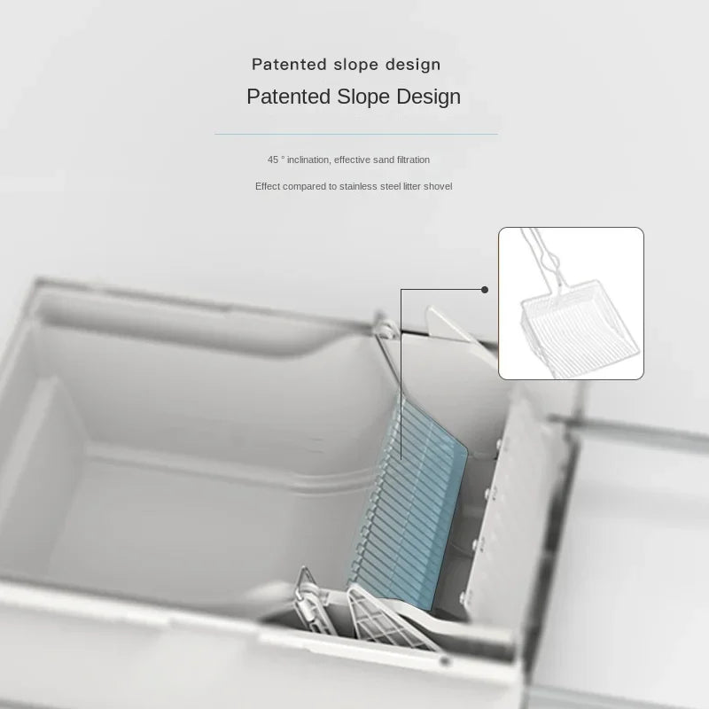 Large Fully Closed Semi-Automatic Cat Litter Box Easy Clean with Durable Plastic Hand-Pulled Shovel Accessory Cat Toilet