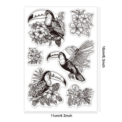 1pcs Bird Branch Silhouette Clear Stamps Birds Trees Clear Rubber Stamps Silicone for DIY Scrapbooking Photo Album 6.3x4.33inch