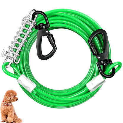 Double-headed Dog Tie Out Cable Leash, Long Steel Wire Rope, Outdoor Dogs Straps, Adjustable Running Rope Supplies