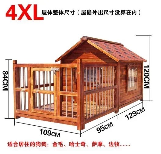 Dog House Outdoor Waterproof  Solid Wood Dog Villa with Yard Outdoor Rainproof Type Four Seasons Universal Pet Kennel