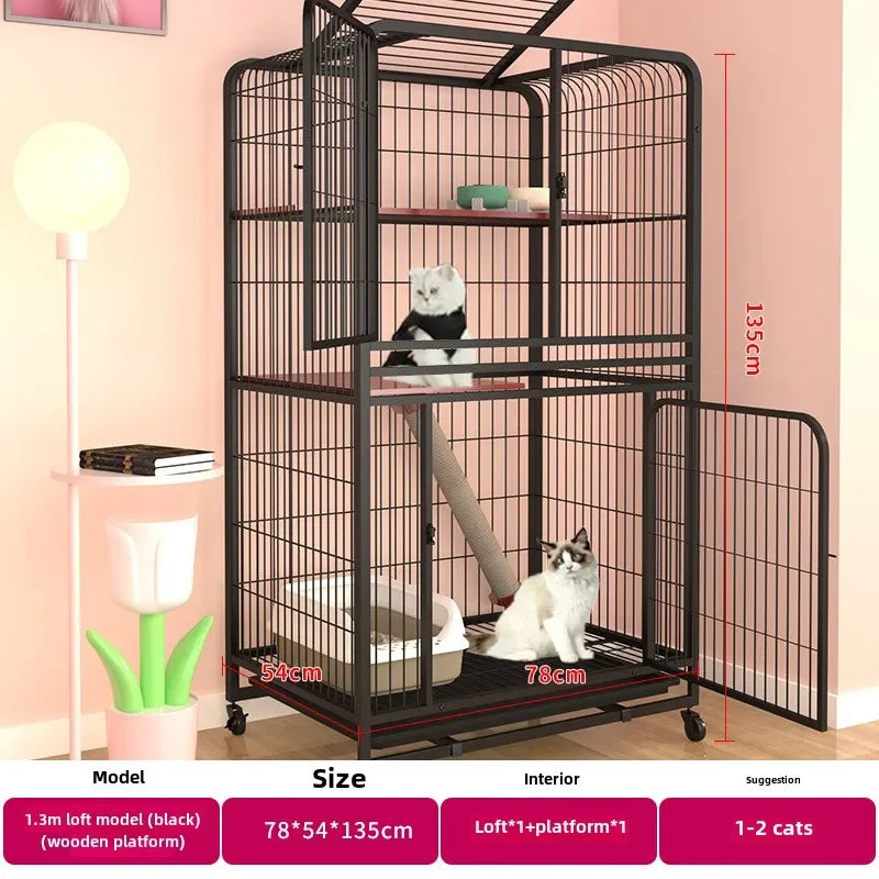 Pet Square Folding Foldable 3 Layer Big Cat Cage Villa Indoor Luxury 3 Tier Design Large Cage