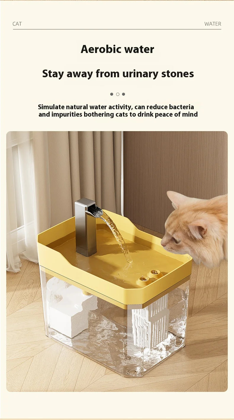 High end transparent cat water dispenser, plug-in automatic wired water dispenser, circulating flow water basin, pet water dispe