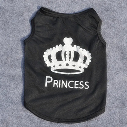 Dog Cat Shirt Puppy Vest with Crown Pattern Princess Clothing for Small Dogs,Puppy Tee Shirt Summer Clothes Tank Top Pet Apparel