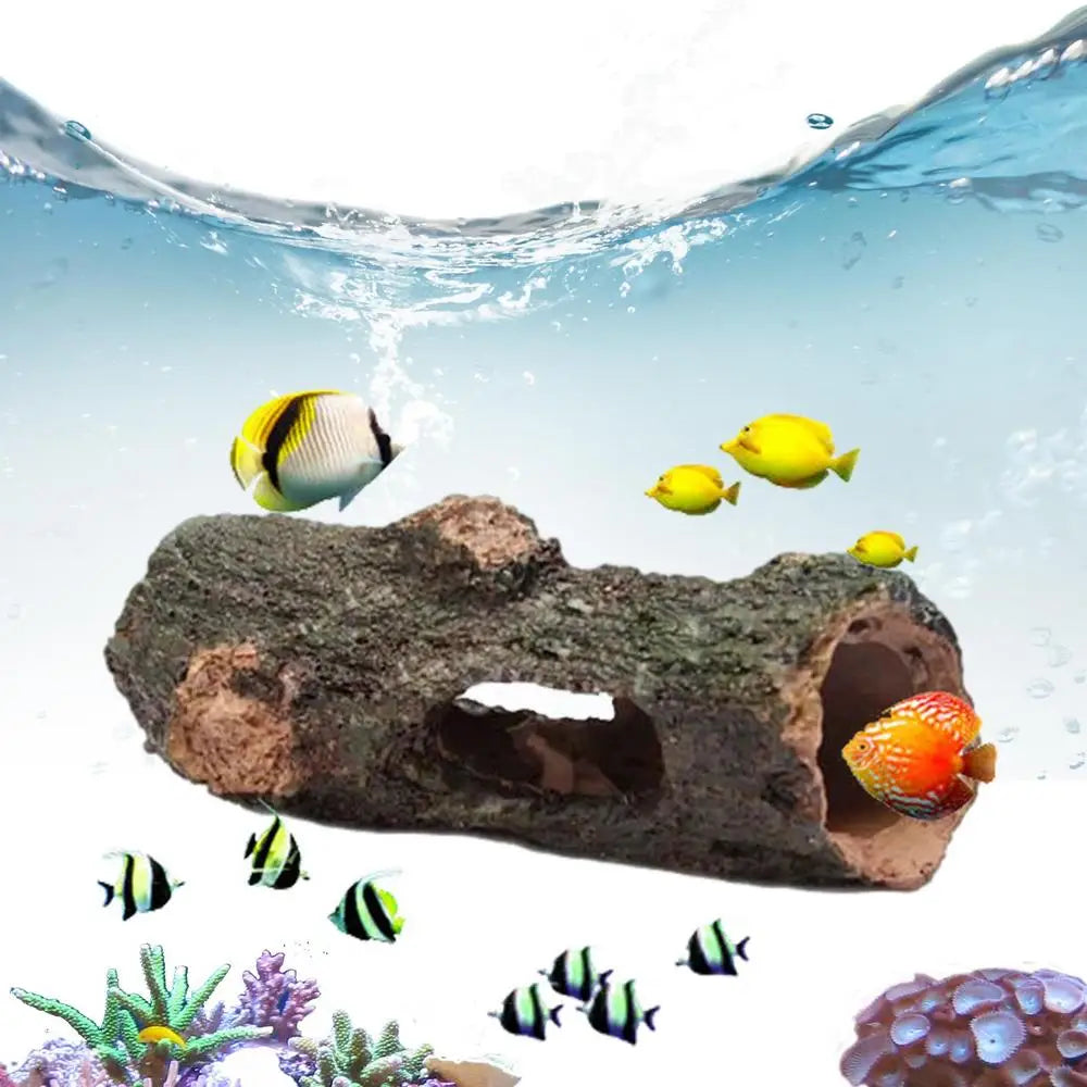 Aquarium Decor Hollow Trees Ornament For Aquarium Landscape Aquarium Tree Stump Rock Hollow Cave Stone For Cichlid Betta Fish