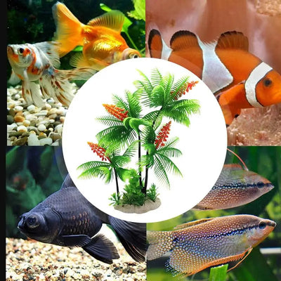 Aquarium Tree Fish Tank Plants & Decor Coconut Tree Design Toys Fish Tabletop Ornament For Household Home Aquarium Fish Tank