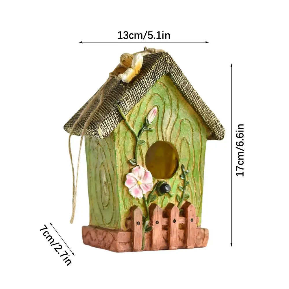 Hangable Bird Houses For Outside Hangable Resin Hand Carved Bird Nest For Outside Sturdy Multifunctional Outdoor Garden Decor
