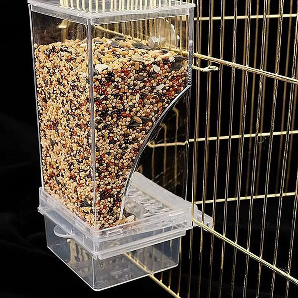 Bird Feeders Parakeet Feeders For Bird Cage Automatic Parrot Feeder Drinker Clear Acrylic Splash-Proof Bird Feeder