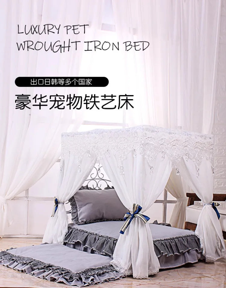 Pet Bed Cat Bed Cat Nest Teddy Than Bear Kennel Princess Wrought Iron Dog Bed Small Medium and Large Dog Supplies