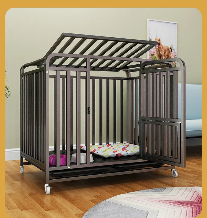 Dog cage Household Indoor with toilet Large Medium Small Dog Teddy Corgi Bichon Shiba Golden Retriever Large cage Kennel
