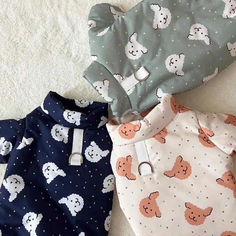 Waterproof Dog Warm Jacket Bear Print Winter Dog Coat Cotton Four Legged Dog Clothes Chihuahua Poodle Bichon Puppy Accessories