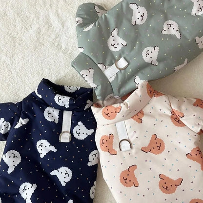 Waterproof Dog Warm Jacket Bear Print Winter Dog Coat Cotton Four Legged Dog Clothes Chihuahua Poodle Bichon Puppy Accessories