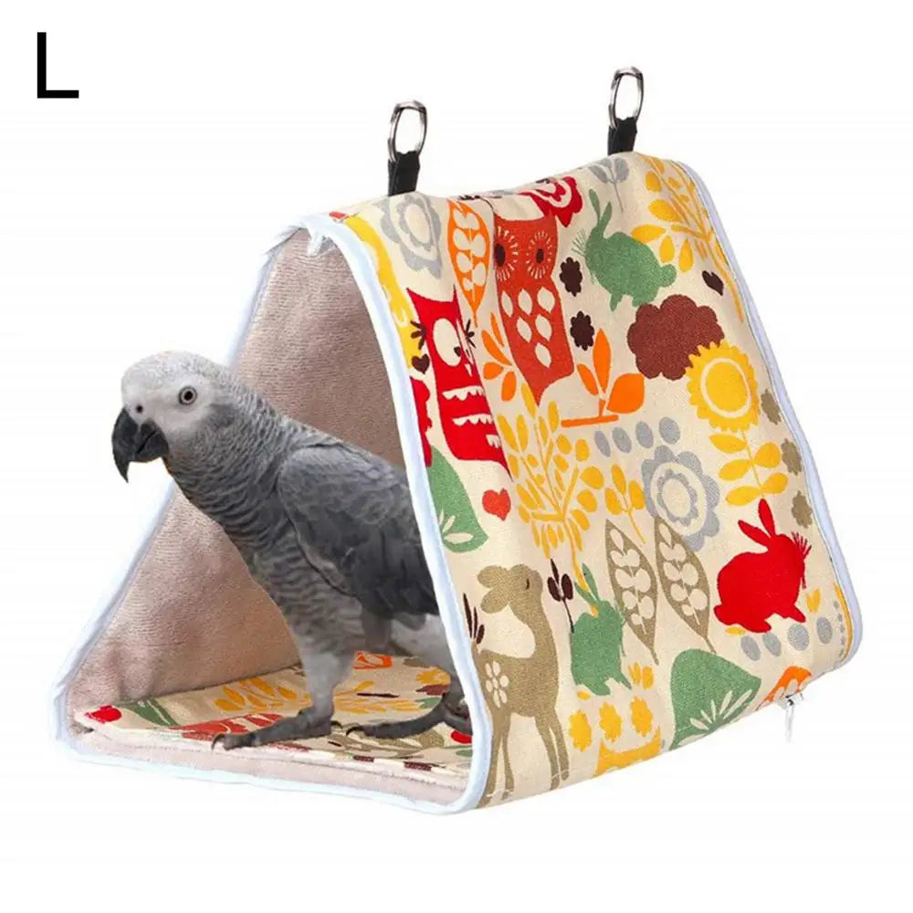 Pet Bird Nest Hammock Peony Parrot Small Hammock Bird Nest Winter Warm Thick Triangle Bird Hanging Tent Snuggle Hut