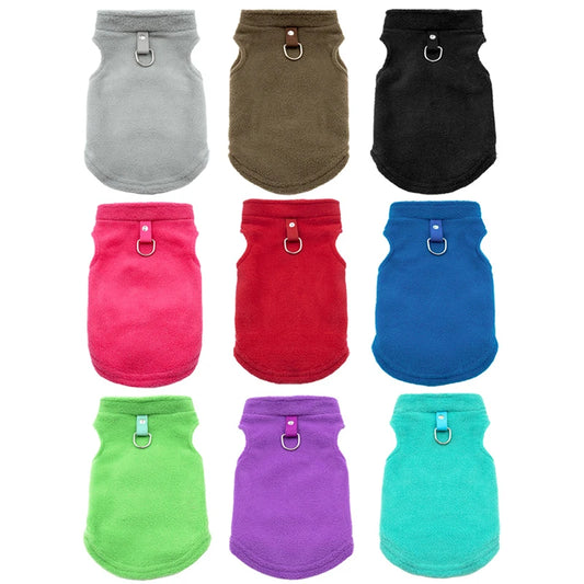 Autumn Fleece Pet Dog Clothes Solid Color Harness Outfits Walking Warm Vest for Small Medium Puppy Plaid Chihuahua Cat Jackets