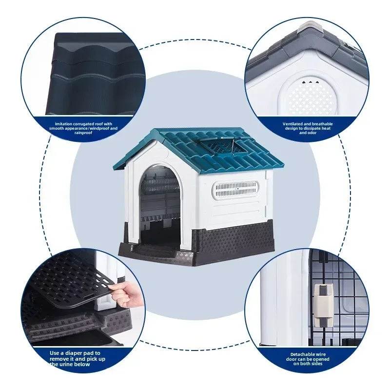 Outdoor Rainproof Pet Nest Four-season Universal with Toilet Plastic Kennel Sunscreen Dog Shed with Toilet with Toile