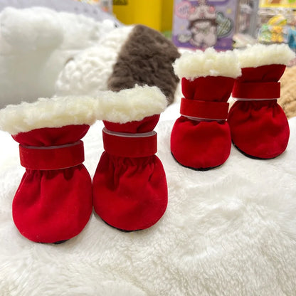Solid Chamois Velvet Dog Socks Winter Outdoor Walking Chihuahua Non Slip Shoes for Puppy Soft Warm Accessories Feet Protector