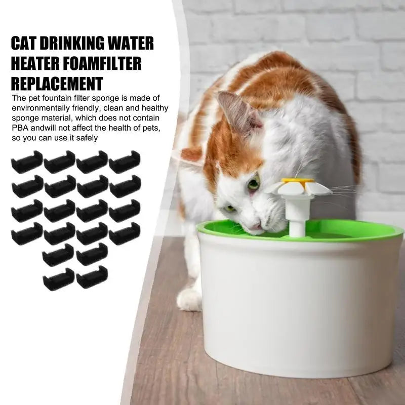 Cat Fountain Filters 20pcs Sponge Cat Filters Cat Fountain Foam Filter Replacement Cat Water Fountain Automatic Drinking Bowl