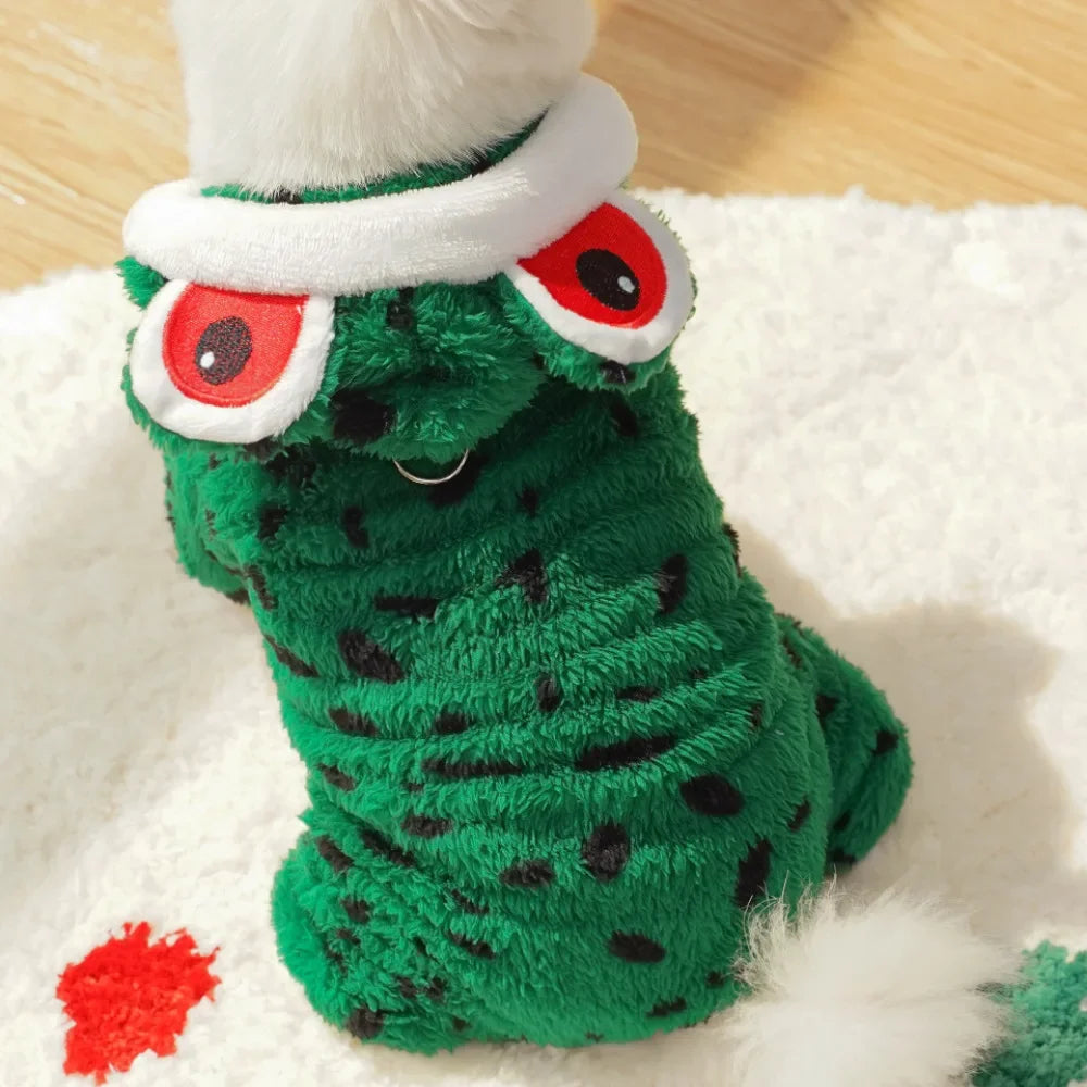 Pet Frog Costumes for Party Funny Small Dog Cat Cosplay Coat Hoodie Outfits Warm Winter Fleece Puppy Clothes Chihuahua Jumpsuit