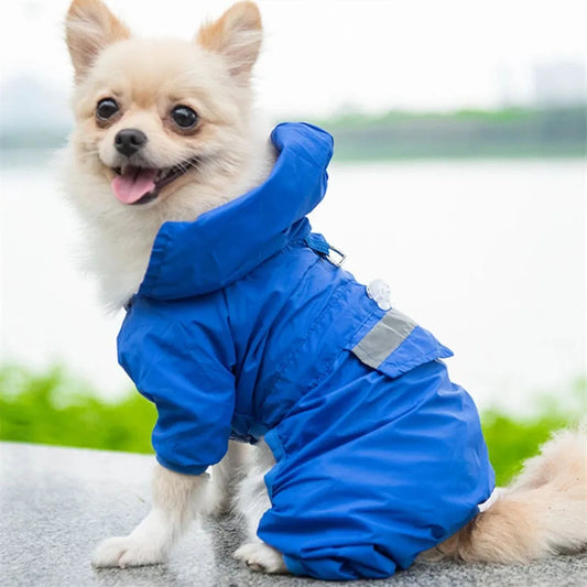 Dogs Raincoat Adjustable Puppy Dog Raincoat Waterproof 4 Legs Raincoat for Small Dogs Outdoor Pet Poncho with Reflective Strap