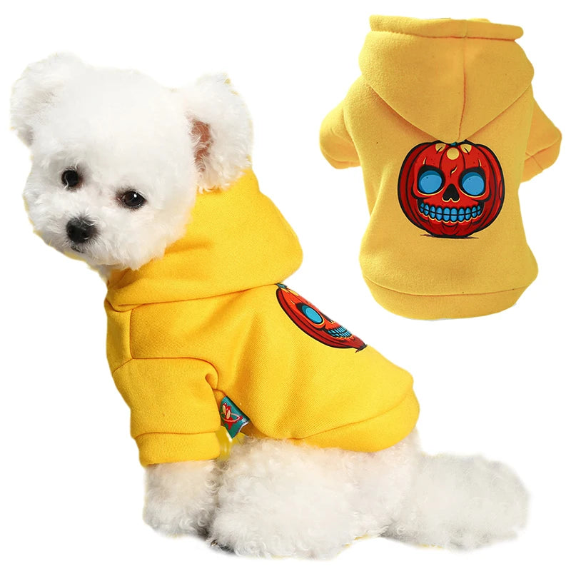 Horror Print Puppy Dog Hoodie Sweater Autumn Spring Pet Clothes for Small Dogs Chihuahua Pomeranian Pullovers mascotas Costume