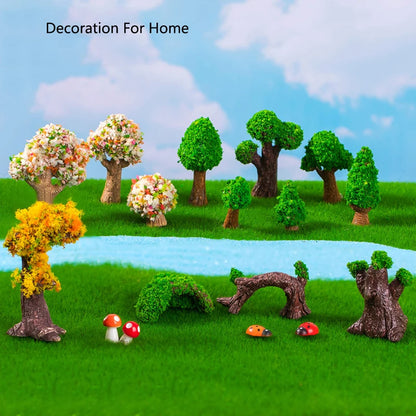 Simulated Moss Small Tree Aquarium Ornaments Decoration Artificial Resin Tree for fish Tank Creative Ornament Background Home