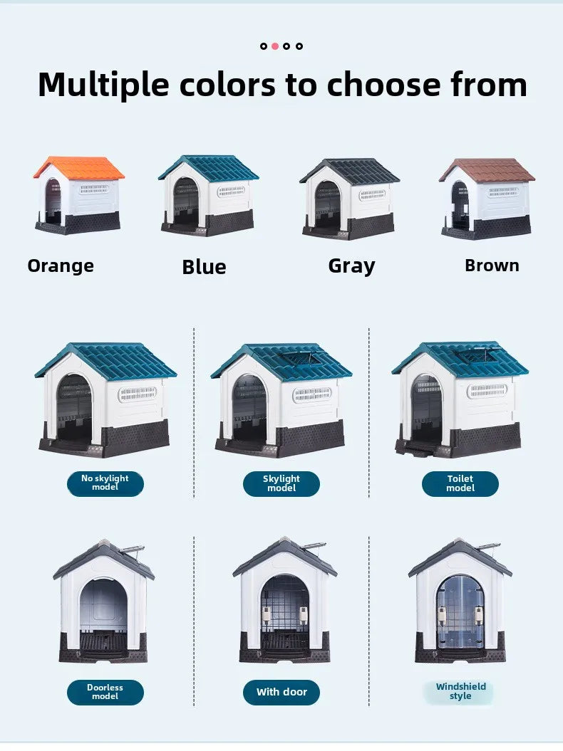 Outdoor Rainproof Pet Nest Four-season Universal with Toilet Plastic Kennel Sunscreen Dog Shed with Toilet with Toile