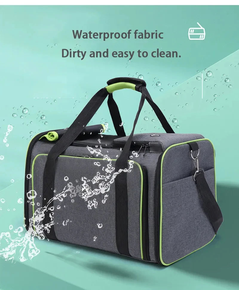 Large Capacity carrier Cat Pet Airlines approved reflective tape Cat Travel Bag expandable Foldable soft dog carrier