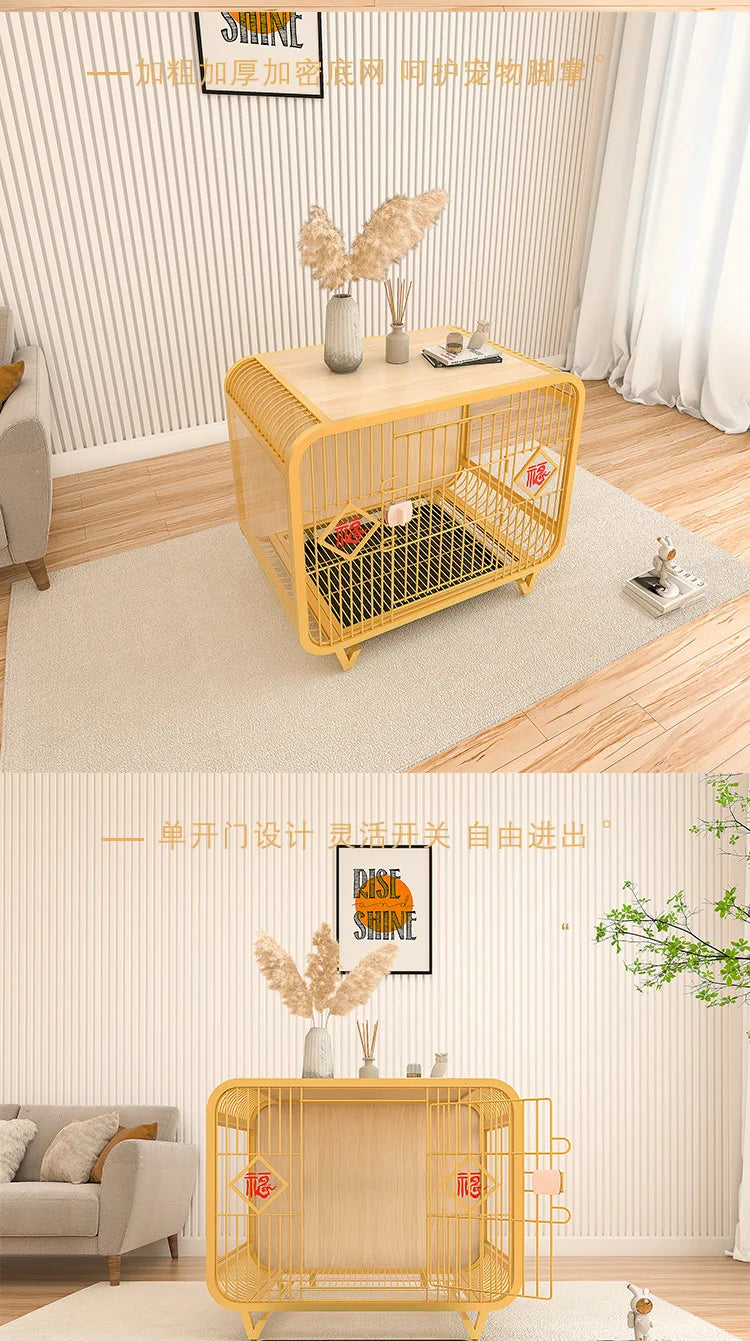 Boutique high-end indoor furniture dog villa, light luxury lucky dog cage for small and medium-sized Shiba Inu Bianmu