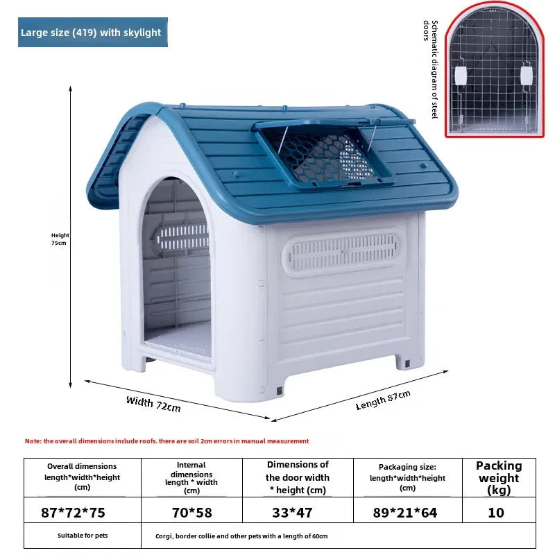 Plastic Dog Kennels Pet House with Door Modern Detachable Outdoor Indoor Waterproof Pet Houses